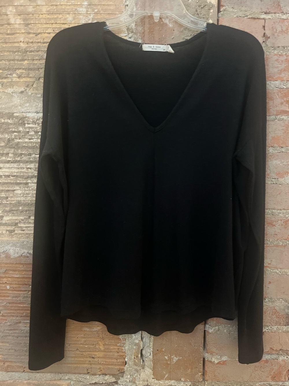 rag & bone Black V-Neck Long Sleeve Top Sz S
